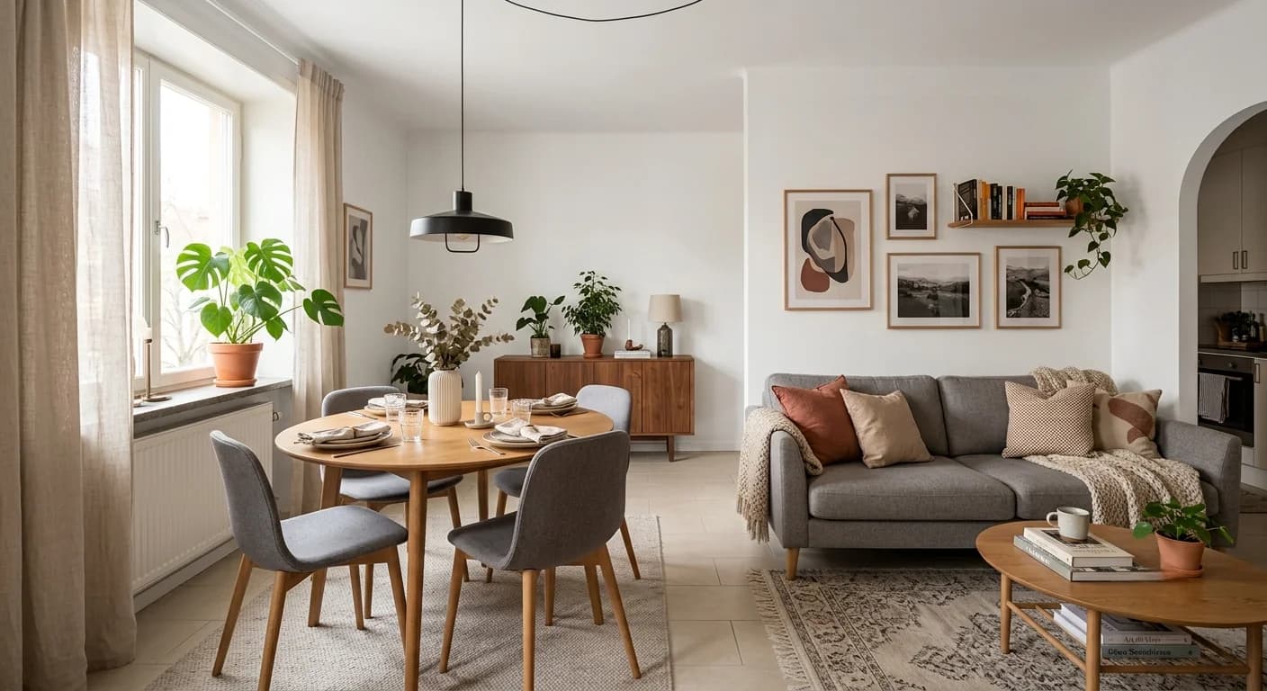 Séjour et salle à manger d'un appartement de la Résidence Soleil